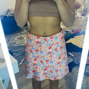 Size XS Skirt, Red Blue and Pink Flowers